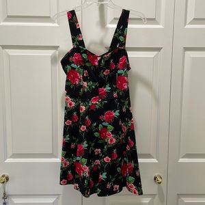 Black floral A-line dress